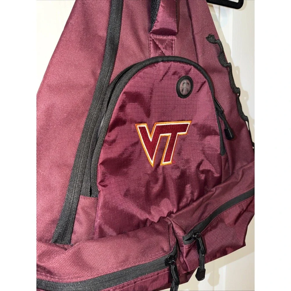 Virginia Tech VT Maroon Sling School Backpack Large Multiple Zip Pockets Unisex